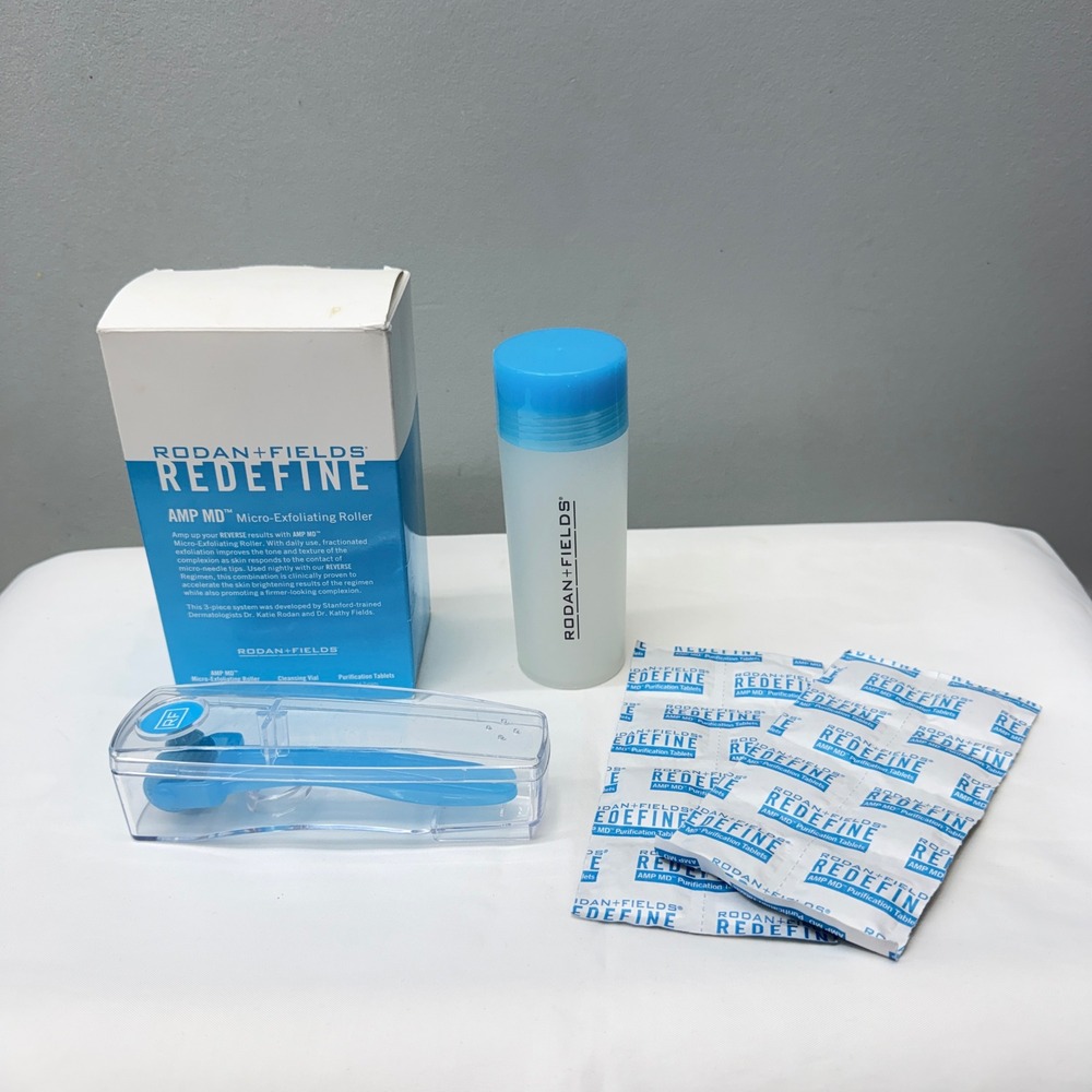 NIB Rodan + Fields Redefine AMP‎ MD Micro Exfoliating Roller Set with 16 Tablets